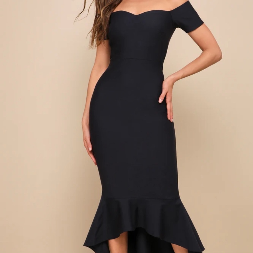 Lulu's Midnight Blue Sky Ruffled Bodycon Cocktail Dress